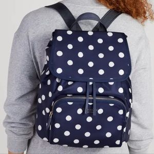 Kate Spade Navy Blue/White Polka Dot Backpack